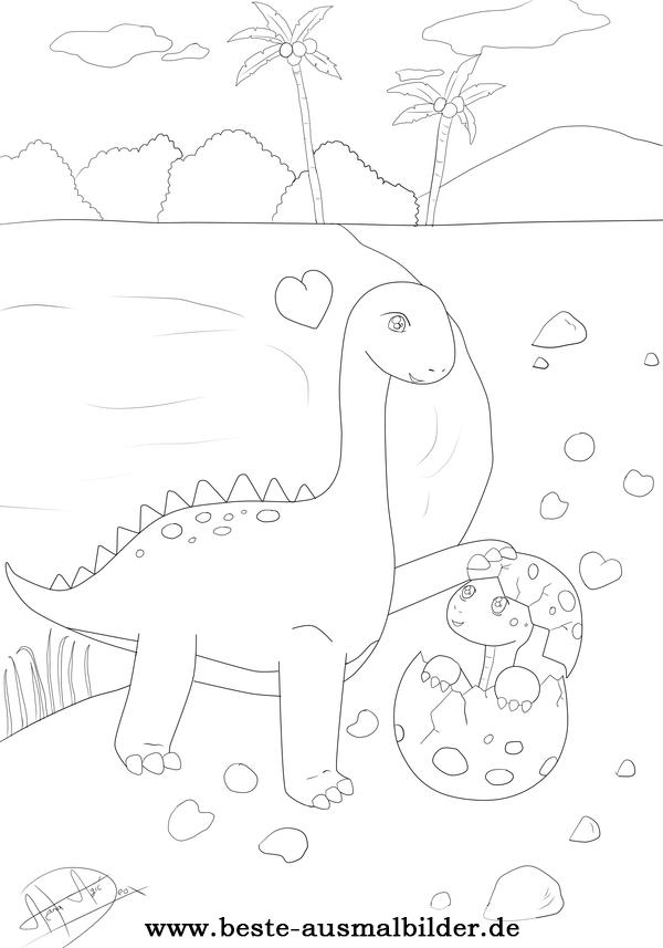 dinosaurier malvorlage dinosaurier mutter und kind