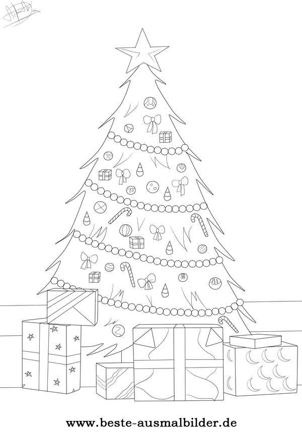 weihnachtsbaum ausmalbild  kostenlose ausmalbilder für kinder