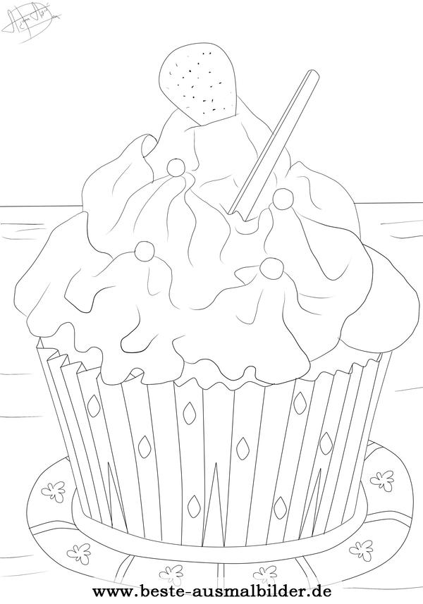 Ausmalbild Cupcake