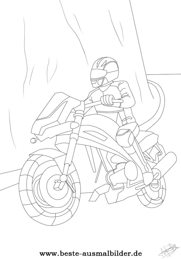 Ausmalbild Motorradfahrer
