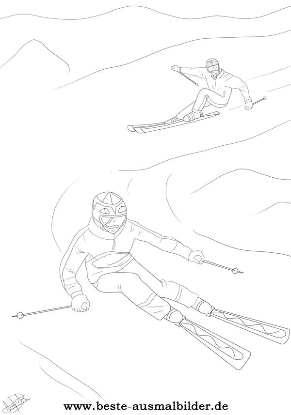 Ausmalbild Skifahrer