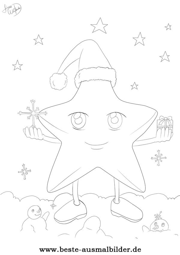 Ausmalbild Stern Weihnachten