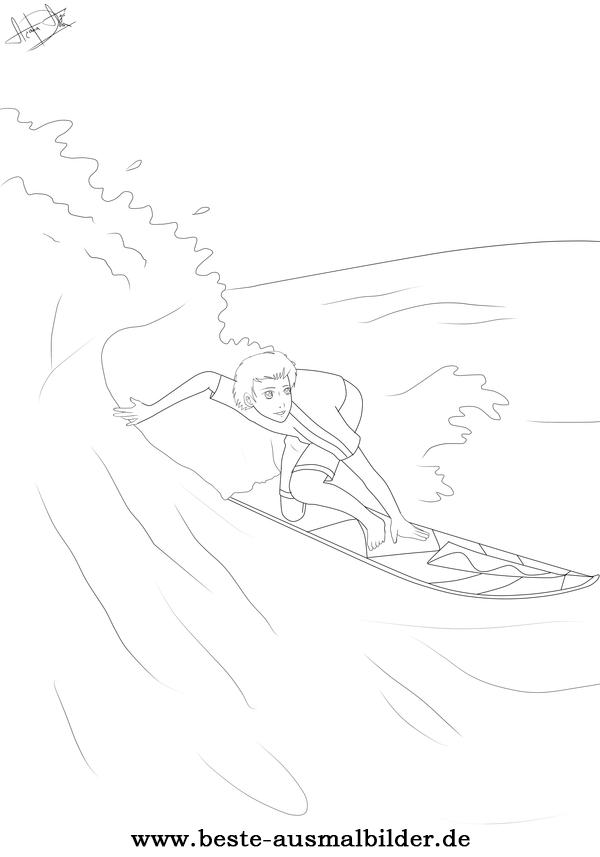 Ausmalbild Surfen