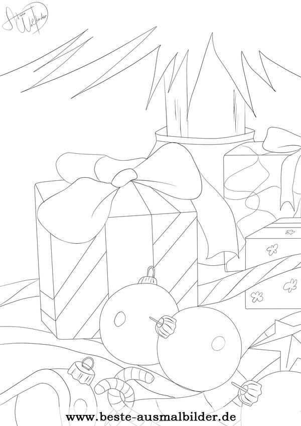 Ausmalbild Weihnachtsgeschenke