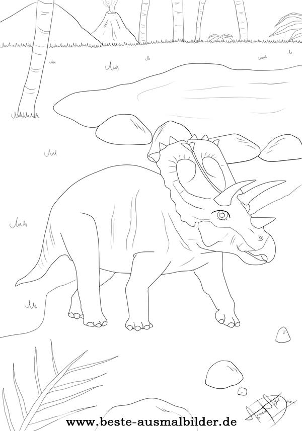 Dinosaurier Triceratops beim See