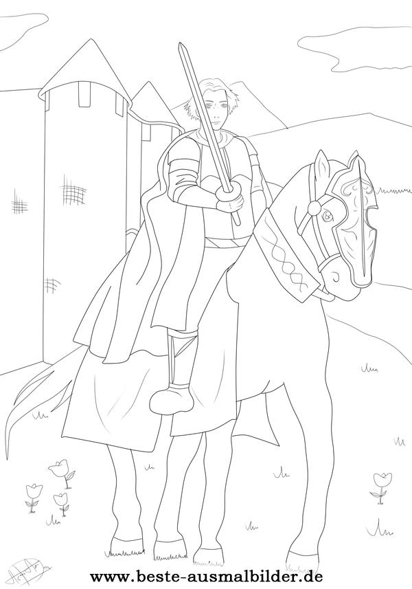 Malvorlage Ritter auf Pferd