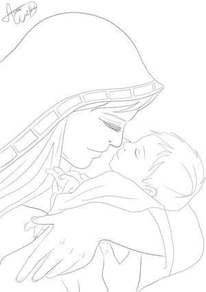 Ausmalbild Maria und Jesus