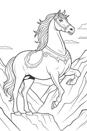 Ausmalbild Pferd Klippe
