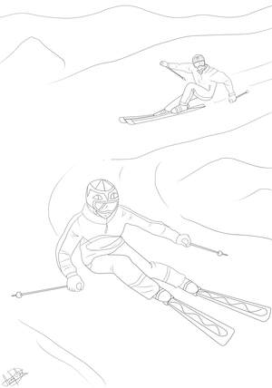 Ausmalbild Skifahrer