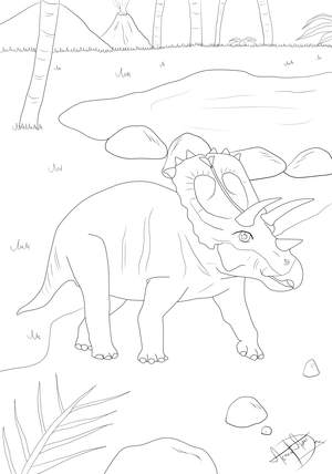 Dinosaurier Triceratops beim See