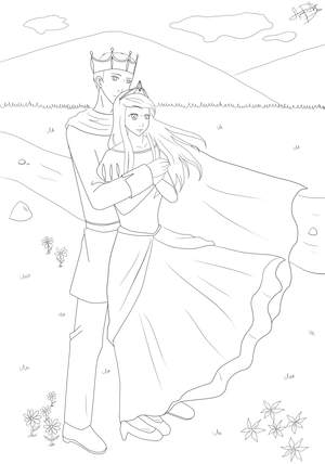 Malvorlage Prinzessin und Prinz