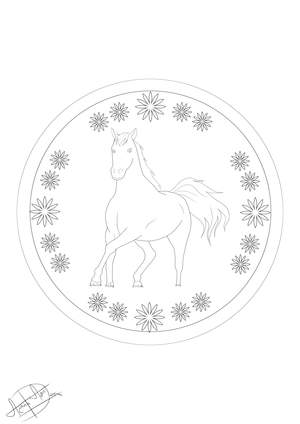 Mandala Pferd Blumen